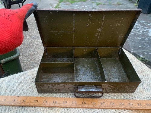 Vintage green metal box - metal,